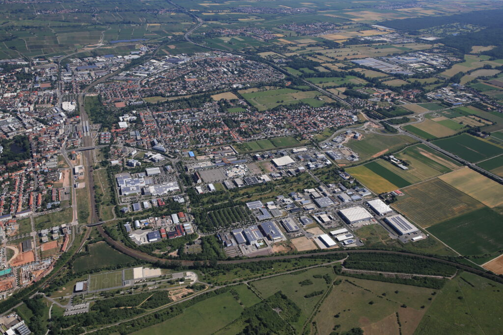 Ansicht einer Stadt aus der Vogelperspektive
